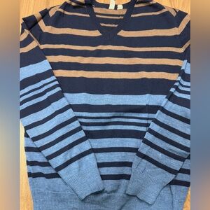 C/89Men Striped Navy and Brown Merino Wool Sweater